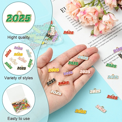 48Pcs 8 Colors Alloy Enamel Pendants ENAM-FS0002-41-1