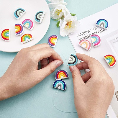 18Pcs 6 Colors Rainbow Silicone Focal Beads Bulk Rainbow Loose Spacer Beads Charm Color Silicone Beads Kit for DIY Necklace Bracelet Earrings Keychain Craft Jewelry Making JX322A-1