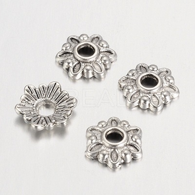 Tibetan Style Alloy Bead Caps TIBEB-Q022-AS-FF-1