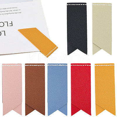 7Pcs 7 Colors PU Leather Bookmarks AJEW-CL0001-21-1