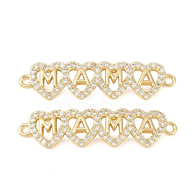 Mother's Day Brass Micro Pave Clear Cubic Zirconia Connector Charm KK-F931-27C-G-1