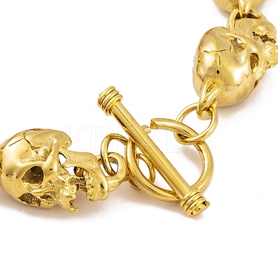 Halloween PVD Vacuum Plating 304 Stainless Steel Skull Link Chain Bracelets for Women Men BJEW-L461-03G-01-1