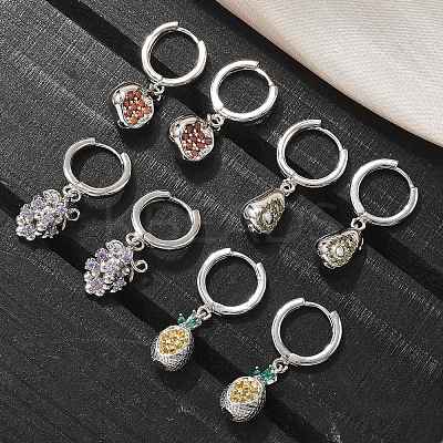 Brass Cubic Zirconia Hoop Earrings EJEW-Q015-01P-1