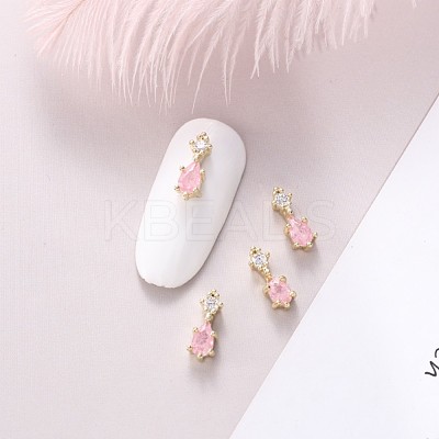 Chinese lute Shape Brass Micro Pave Clear Cubic Zirconia Nail Gems Set MRMJ-T015-40-M-1