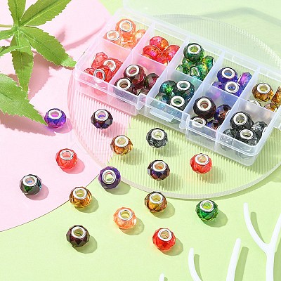 70Pcs 10 Colors Transparent Resin European Beads RPDL-YW0001-05-1