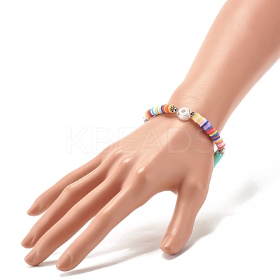 Handmade Polymer Clay Heishi Beads Stretch Bracelet BJEW-JB07372-03-1