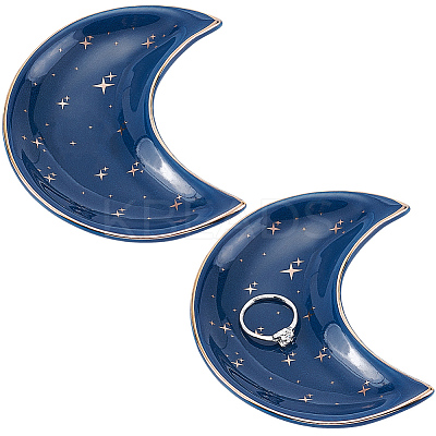 2Pcs Moon Porcelain Jewelry Plate DJEW-BBC0001-02-1