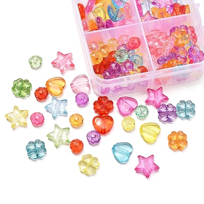 125Pcs 4 Style Transparent Acrylic Beads MACR-YW0001-60-1