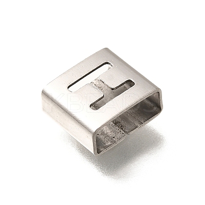 Letter Style 304 Stainless Steel Square Slide Charms STAS-L132-04H-1
