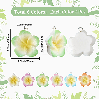 24Pcs 6 Colors Resin Pendants RESI-SC0006-06-1