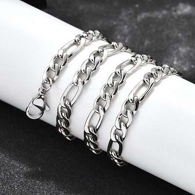 Tarnish Resistant Trendy Unisex 304 Stainless Steel Figaro Chain Necklaces LS-STAS-E063-08-1