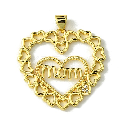 Mother's Day Brass Micro Pave Cubic Zirconia Pendants KK-H472-04G-01-1