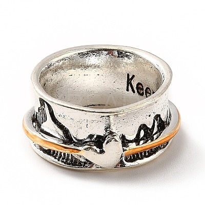Rotatable Mountain and Heart Alloy Finger Ring RJEW-F123-08AS-1
