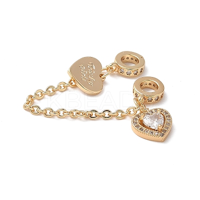 Brass Micro Pave Clear Cubic Zirconia Cable Chain European Beads KK-G531-07D-G-1