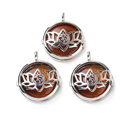 Natural Carnelian Locket Pendants G-G982-01P-18-1