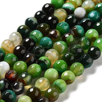 Natural Striped Agate/Banded Agate Beads Strands G-G581-8mm-16-1