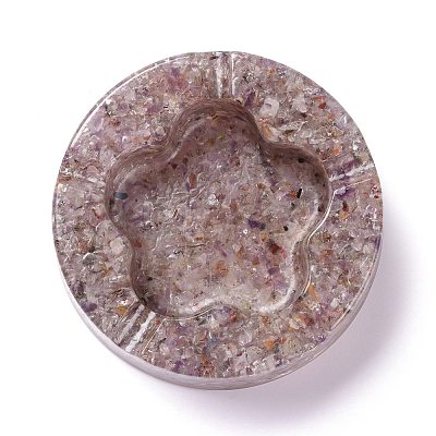 Resin with Natural Orange Quartz Chip Stones Ashtray DJEW-F015-05E-1