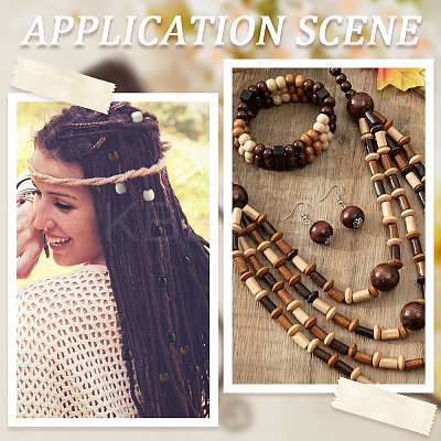 200Pcs 4 Colors Natural Wooden Beads WOOD-SC0001-74-1