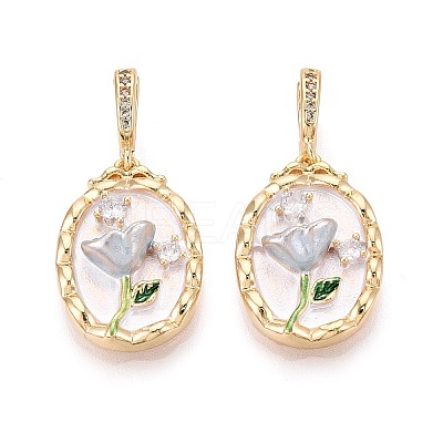 Spray Painted Brass Pave Clear Cubic Zirconia Pendants KK-T072-28B-G-1