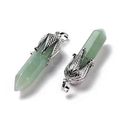 Natural Green Aventurinee Big Pointed Pendants G-E059-03AS-05-1