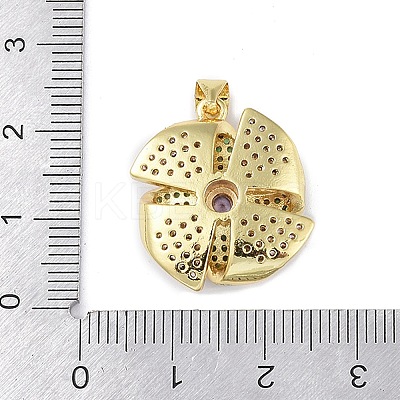 Rack Plating Brass Micro Pave Cubic Zirconia Pendants KK-K341-49G-02-1
