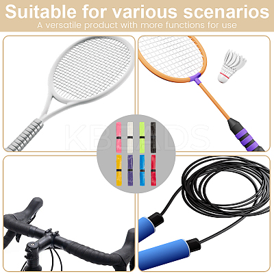 8Pcs 8 Colors PU Leather Anti-slip Badminton Tennis Racket Grip Tape DIY-SP0005-46-1