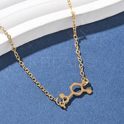 304 Stainless Steel Chemical Symbol Pendant Necklaces NJEW-Z073-03G-03-1