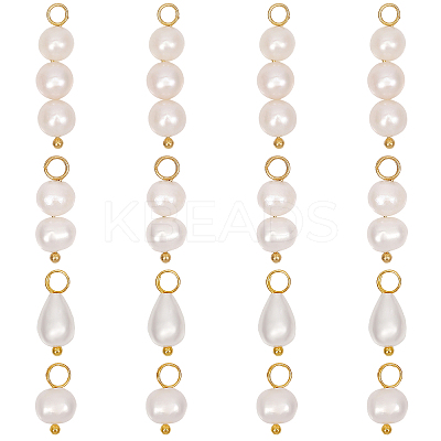 16Pcs 4 Styles Natural Freshwater Pearl Pendants PALLOY-AB00082-1