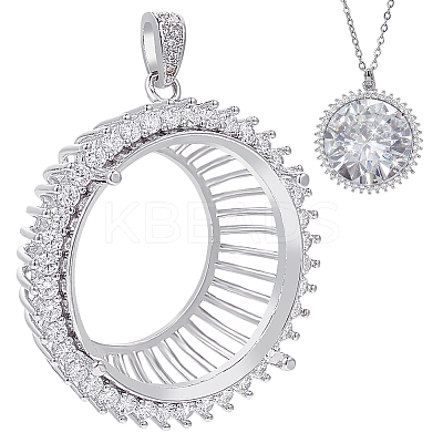 1Pc Flat Round 925 Sterling Silver Crystal Rhinestone Pendant Cabochon Open Back Settings STER-BC0003-24-1