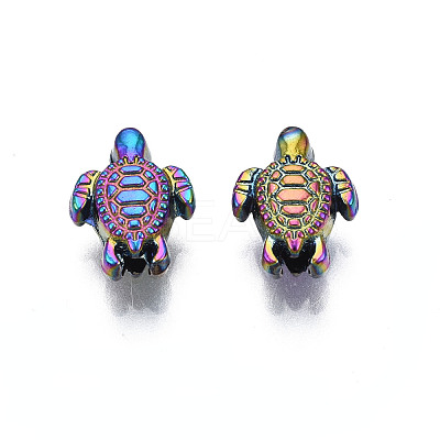 Rack Plating Rainbow Color Alloy Beads PALLOY-S180-343-1