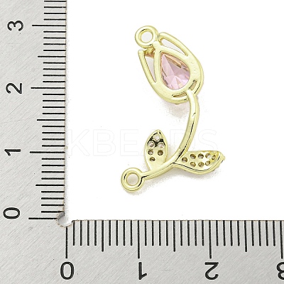 Rack Plating Brass Micro Pave Clear Cubic Zirconia Flower Connertor Charms KK-Z043-03B-1