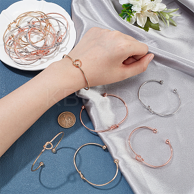 18Pcs 3 Colors Iron Heart Open Cuff Bangle for Women BJEW-NB0001-05-1