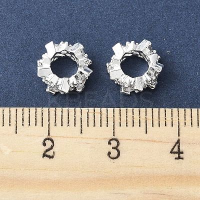 Brass Micro Pave Cubic Zirconia Rondelle European Beads FIND-B046-02S-1