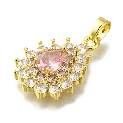 Rack Plating Brass Micro Pave Cubic Zirconia Pendant KK-H485-39G-03-1