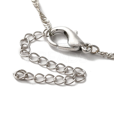 Resin Heart Pendant Necklace with Singapore Chains LS-NJEW-C003-01A-1