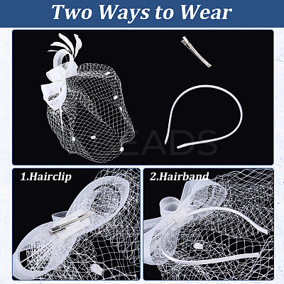 Gauze Mesh Veil Cloth with Aligator Hair Clip AJEW-WH20018-97B-1