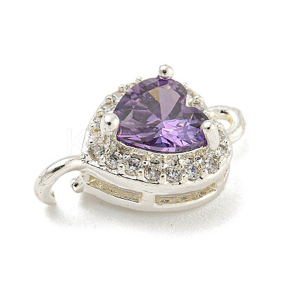 Brass Pave Cubic Zirconia Connector Charms KK-Z072-06S-07-1