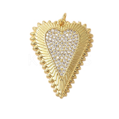 Rack Plating Brass Micro Pave Cubic Zirconia Pendants KK-P279-05B-G-1