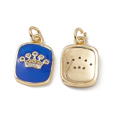 Brass Micro Pave Cubic Zirconia Enamel Pendants KK-E068-VB149-1-1