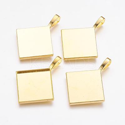 Rhombus Alloy Pendant Cabochon Settings PALLOY-D336-G-NR-1
