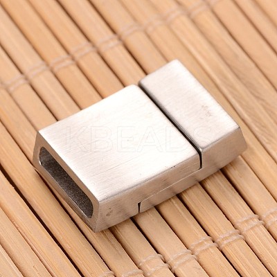 Tarnish Resistant Mixed Smooth & Matte 304 Stainless Steel Rectangle Magnetic Clasps with Glue-in Ends STAS-I045-05-1