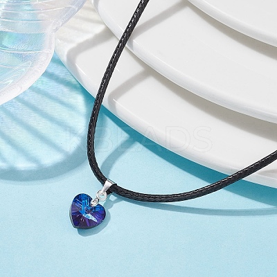 Glass Heart Pendant Necklaces NJEW-JN04476-02-1