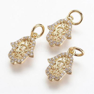 Brass Micro Pave Cubic Zirconia Charms ZIRC-G079-03-NR-1
