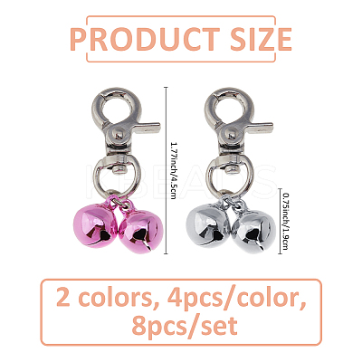 8Pcs 2 Colors Brass Bell Pet Pendant Decoration HJEW-FH00175-1
