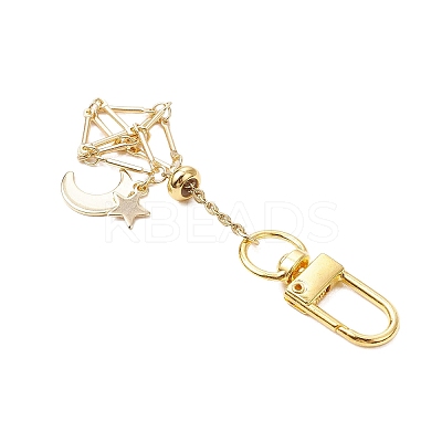 Brass Macrame Pouch Empty Stone Holder Pendant Decoration HJEW-JM03304-1