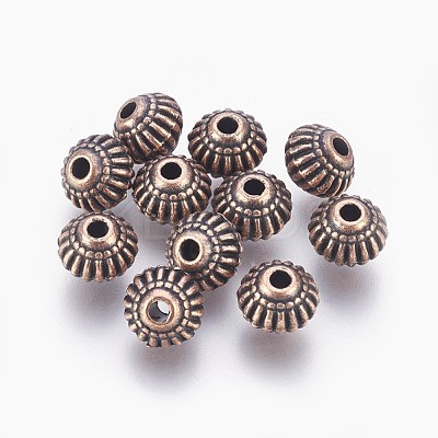 Tibetan Style Alloy Bicone Beads TIBEB-7692-R-NR-1