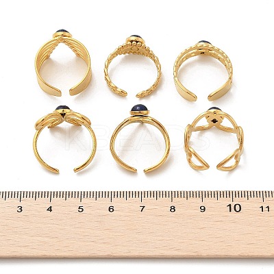 Natural Lapis Lazuli Finger Rings RJEW-K290-04G-1
