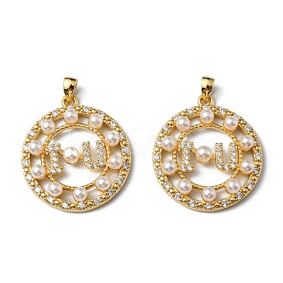 Plastic Imitation Pearl Pendants KK-P235-10G-1