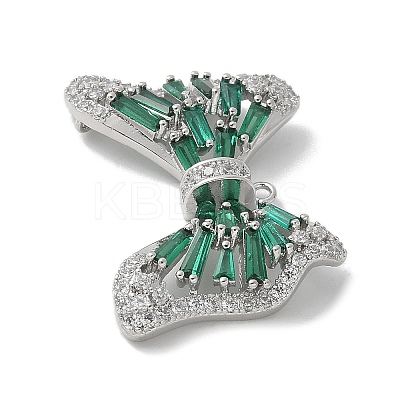 Brass Micro Pave Cubic Zirconia Pendants with Glass KK-U052-27P-02-1