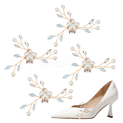 4Pcs Flower Plastic Imitation Pearl Shoe Decorations FIND-MA0001-01-1